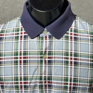 Vintage Tommy Hilfiger Men's Size Large Polo Shirt Plaid Short Sleeve